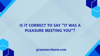 Correct to Say "It Was a Pleasure Meeting You"